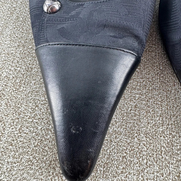 Chanel Travel Line Mules Canvas & Leather Pumps EUR 39 US 8.5 - Picture 4 of 11